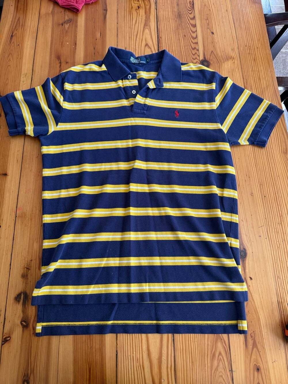 Polo Ralph Lauren Striped Polo Shirt Size L Blue Yellow